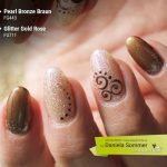 Farbgel Pearl Bronze Braun, Glitter Gold Rose